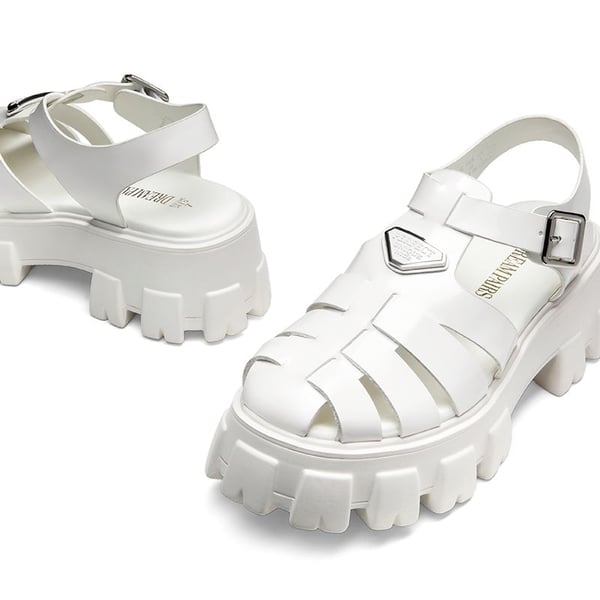 Lug Sole Platform Sandals - WHITE-PAT - 6